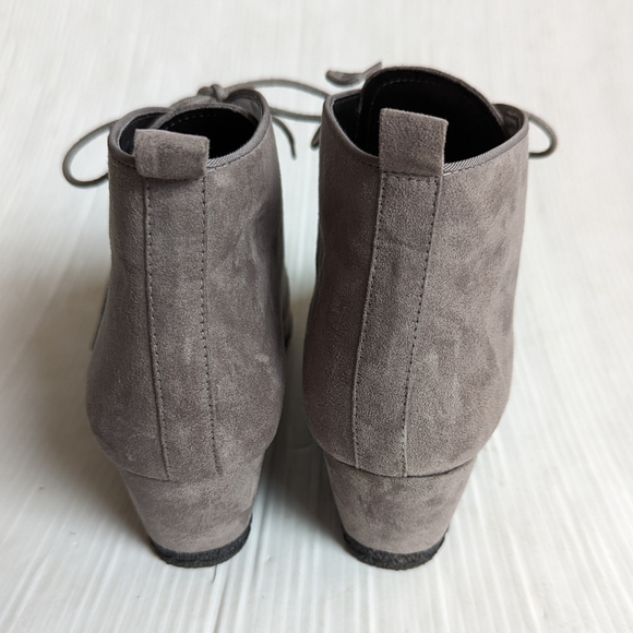 FRANCO SARTO Annabelle gray suede oxford wedge ankle booties - Picture 4 of 12